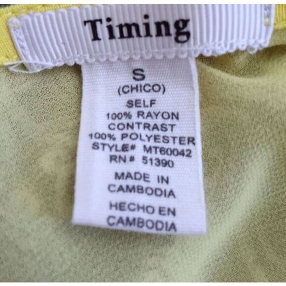 TIMING YELLOW SLEEVELESS TOP SZ.S EUC - Picture 3 of 3